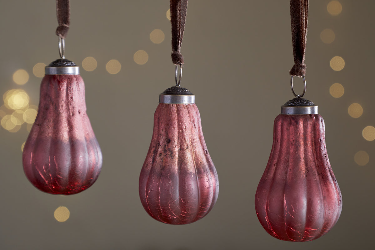 Pannee Drop Baubles - Merlot - (Set of 4)-CHRISTMAS DECORATIONS-Nkuku