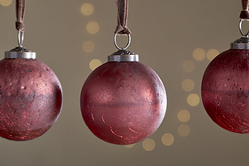 Pannee Round Baubles - Merlot - (Set of 4)-CHRISTMAS DECORATIONS-Nkuku