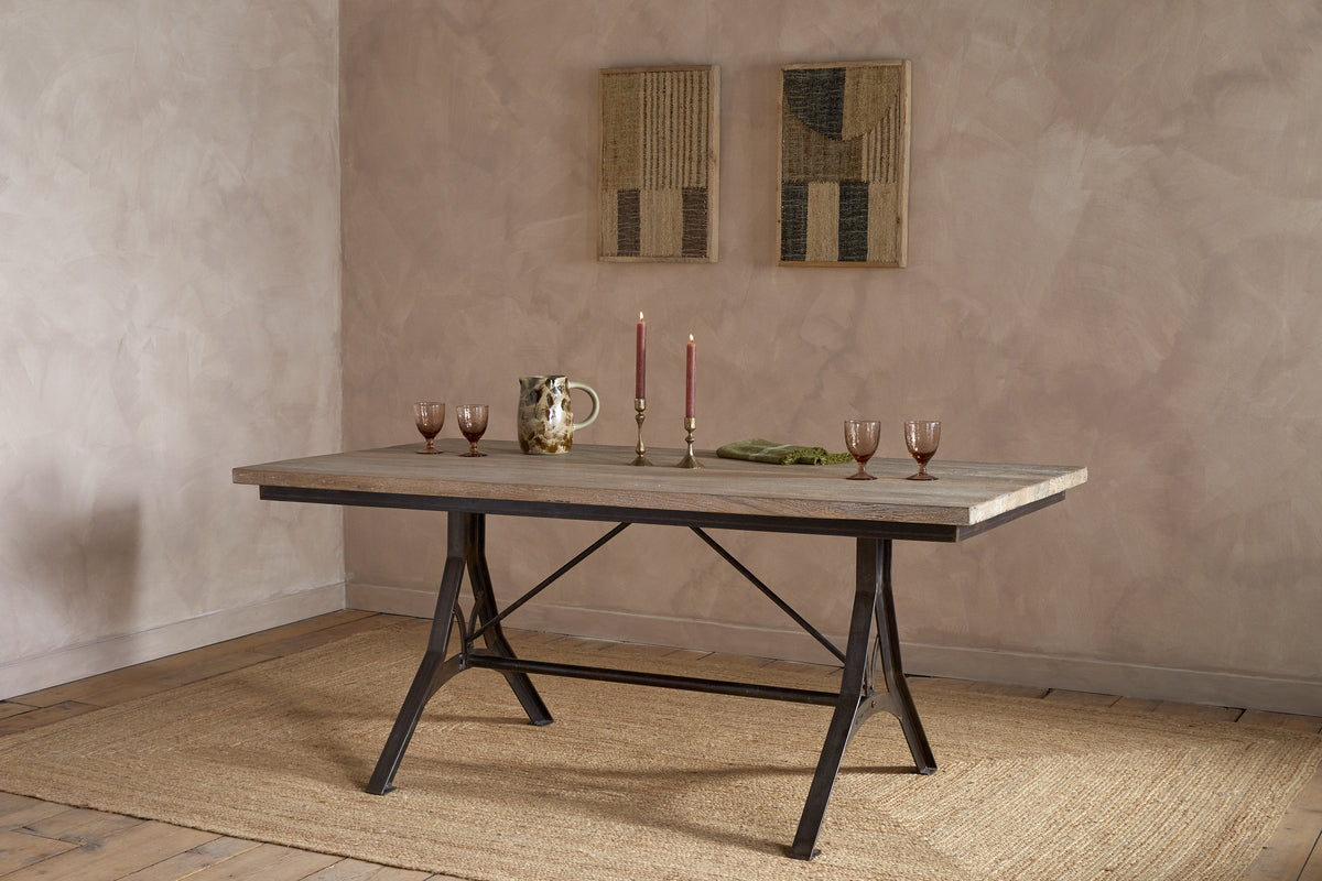 Lopa Iron & Reclaimed Wood Dining Table - Natural