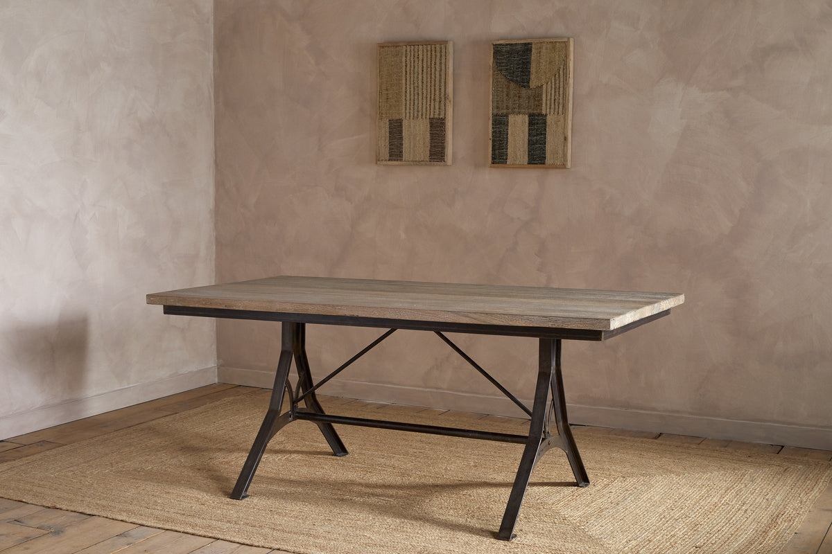Lopa Iron & Reclaimed Wood Dining Table - Natural