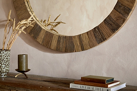 Ibo Reclaimed Round Wall Mirror - Natural