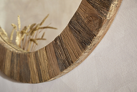 Ibo Reclaimed Round Wall Mirror - Natural