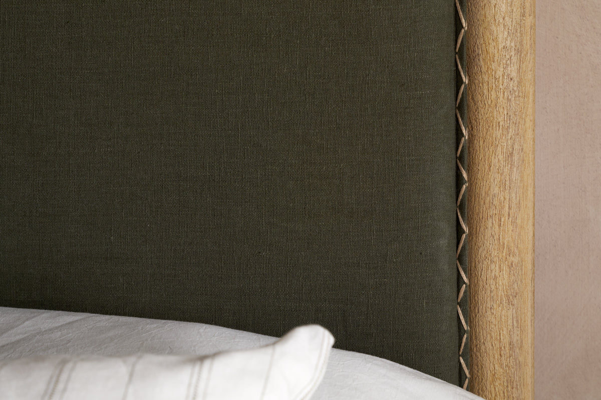 Sri Mango Wood Bed - Moss