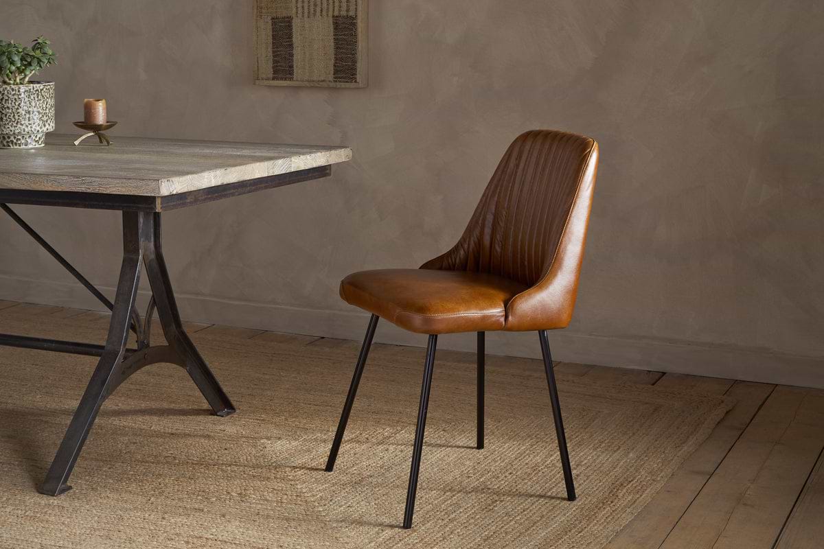 Harsha Leather Dining Chair - Aged Tan-SEATING-Nkuku