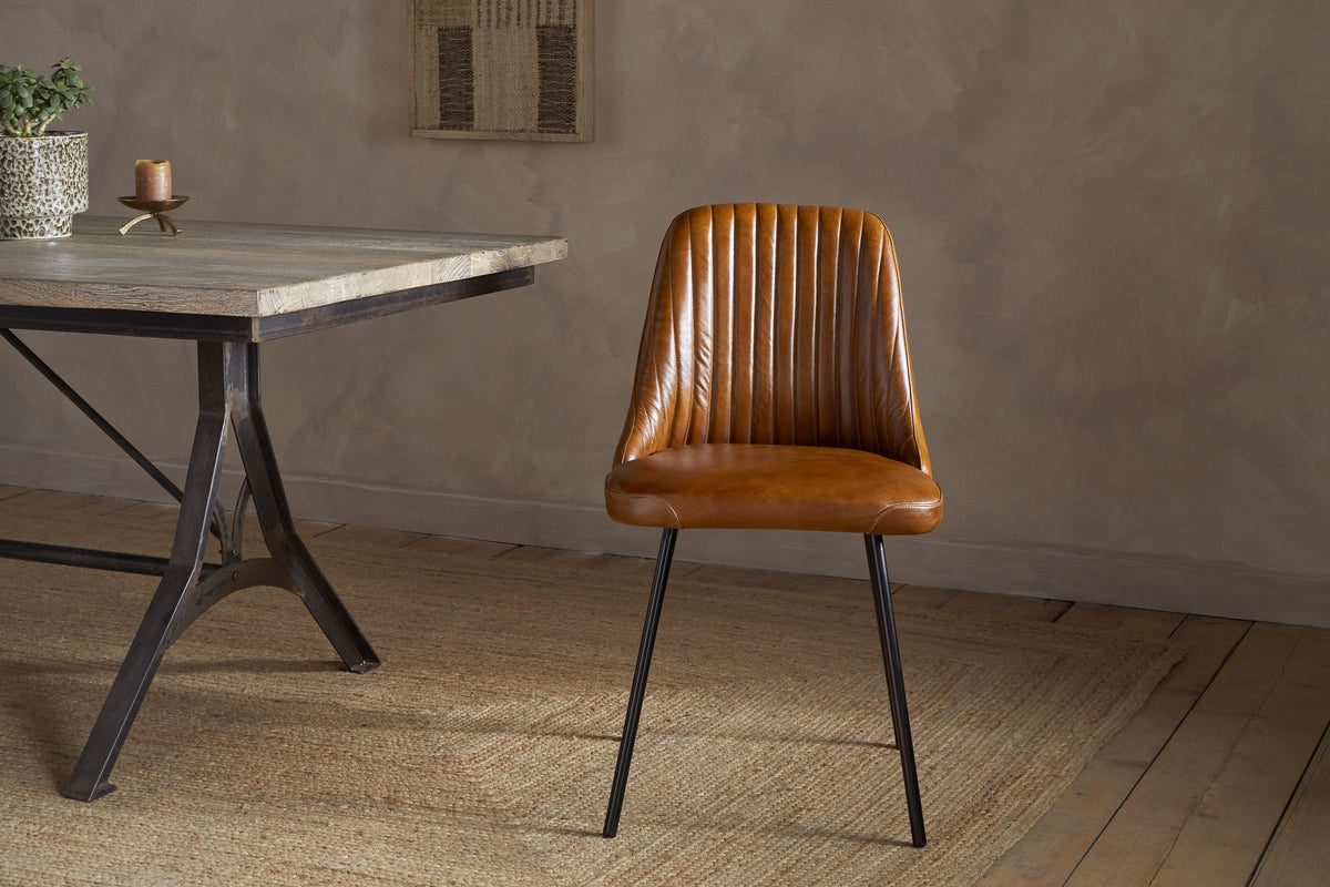 Harsha Leather Dining Chair - Aged Tan