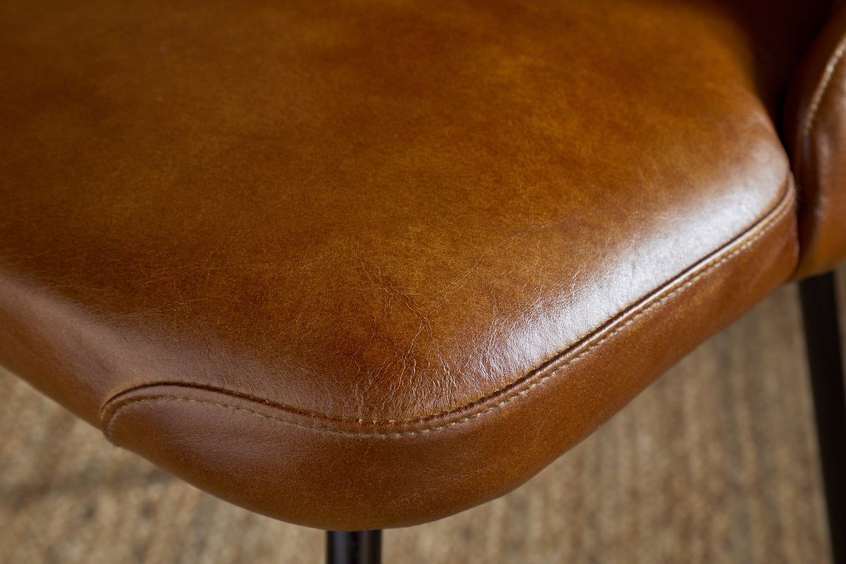 Harsha Leather Dining Chair - Aged Tan