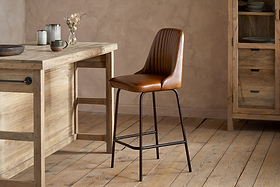 Harsha Leather Counter Chair - Aged Tan