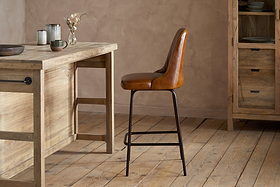 Harsha Leather Counter Chair - Aged Tan