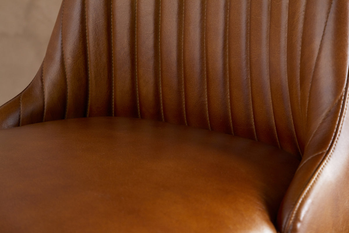 Harsha Leather Counter Chair - Aged Tan