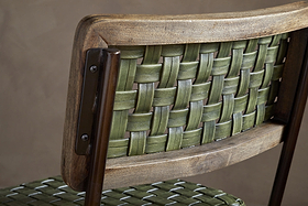Amala Leather Weave & Iron Dining Chair - Rich Green-SEATING-Nkuku