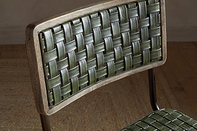 Amala Leather Weave & Iron Dining Chair - Rich Green-SEATING-Nkuku