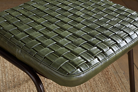 Amala Leather Weave & Iron Dining Chair - Rich Green-SEATING-Nkuku