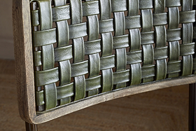 Amala Leather Weave & Iron Dining Chair - Rich Green-SEATING-Nkuku