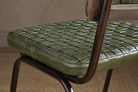 Amala Leather Weave & Iron Dining Chair - Rich Green-SEATING-Nkuku