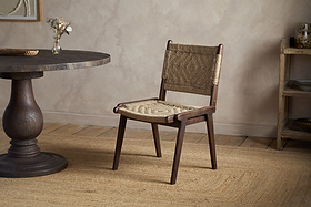 Vinay Jute & Wood Woven Dining Chair - Chocolate Brown