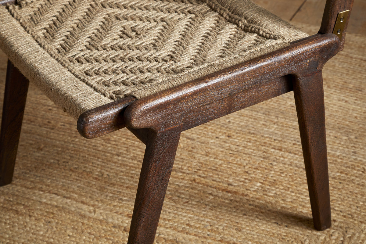 Vinay Jute & Wood Woven Dining Chair - Chocolate Brown
