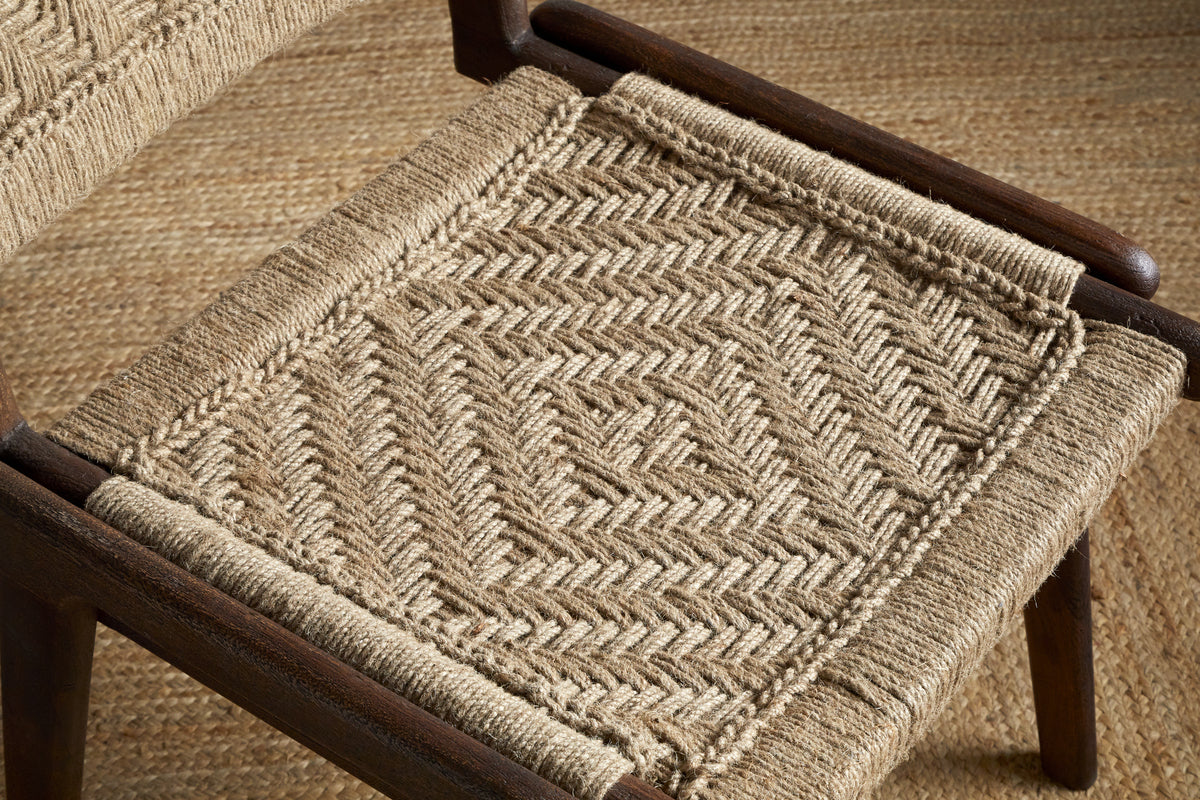 Vinay Jute & Wood Woven Dining Chair - Chocolate Brown