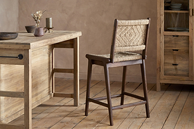 Vinay Jute & Wood Woven Counter Chair - Chocolate Brown