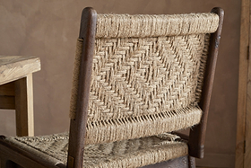 Vinay Jute & Wood Woven Counter Chair - Chocolate Brown