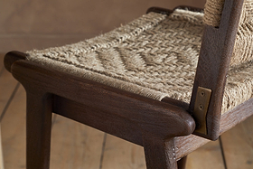 Vinay Jute & Wood Woven Counter Chair - Chocolate Brown