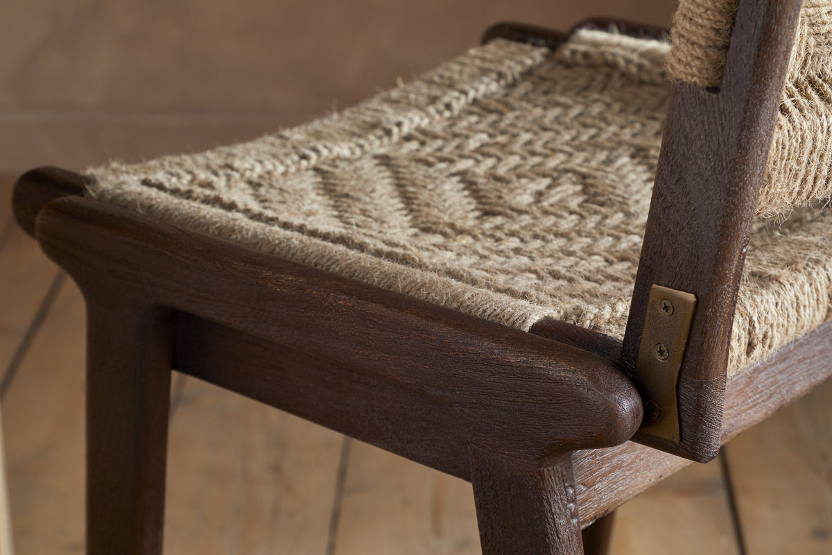 Vinay Jute & Wood Woven Counter Chair - Chocolate Brown