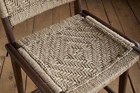 Vinay Jute & Wood Woven Counter Chair - Chocolate Brown