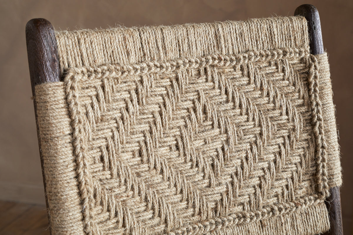Vinay Jute & Wood Woven Counter Chair - Chocolate Brown