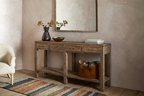 Ibo Reclaimed Wood 4 Drawer Console Table - Natural-TABLES-Nkuku