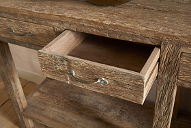 Ibo Reclaimed Wood 4 Drawer Console Table - Natural-TABLES-Nkuku
