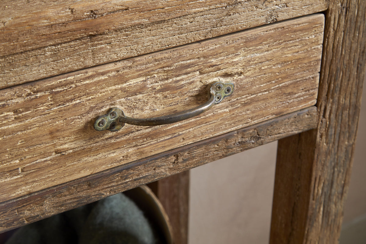 Ibo Reclaimed Wood 4 Drawer Console Table - Natural-TABLES-Nkuku