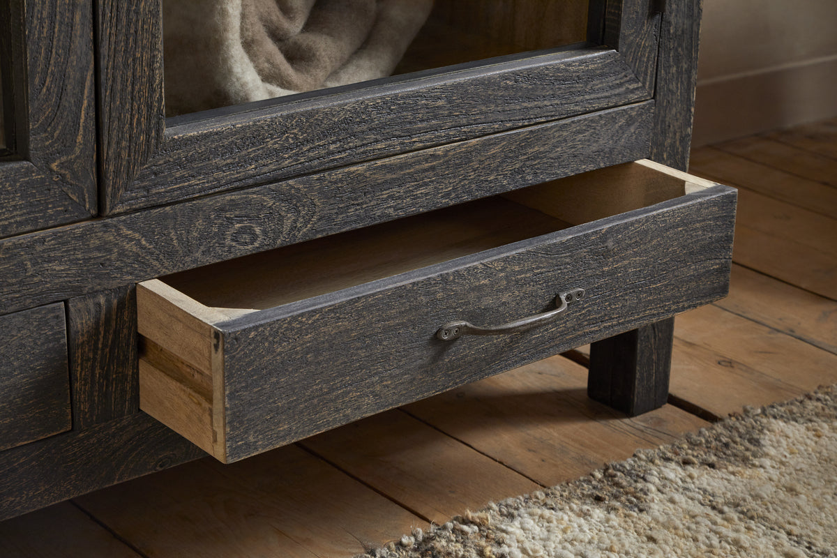 Valin Mango Wood & Glass Cabinet - Natural-STORAGE FURNITURE-Nkuku