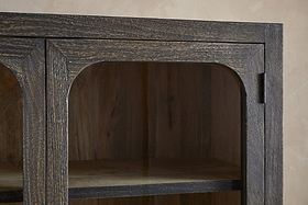 Valin Mango Wood & Glass Cabinet - Natural-STORAGE FURNITURE-Nkuku
