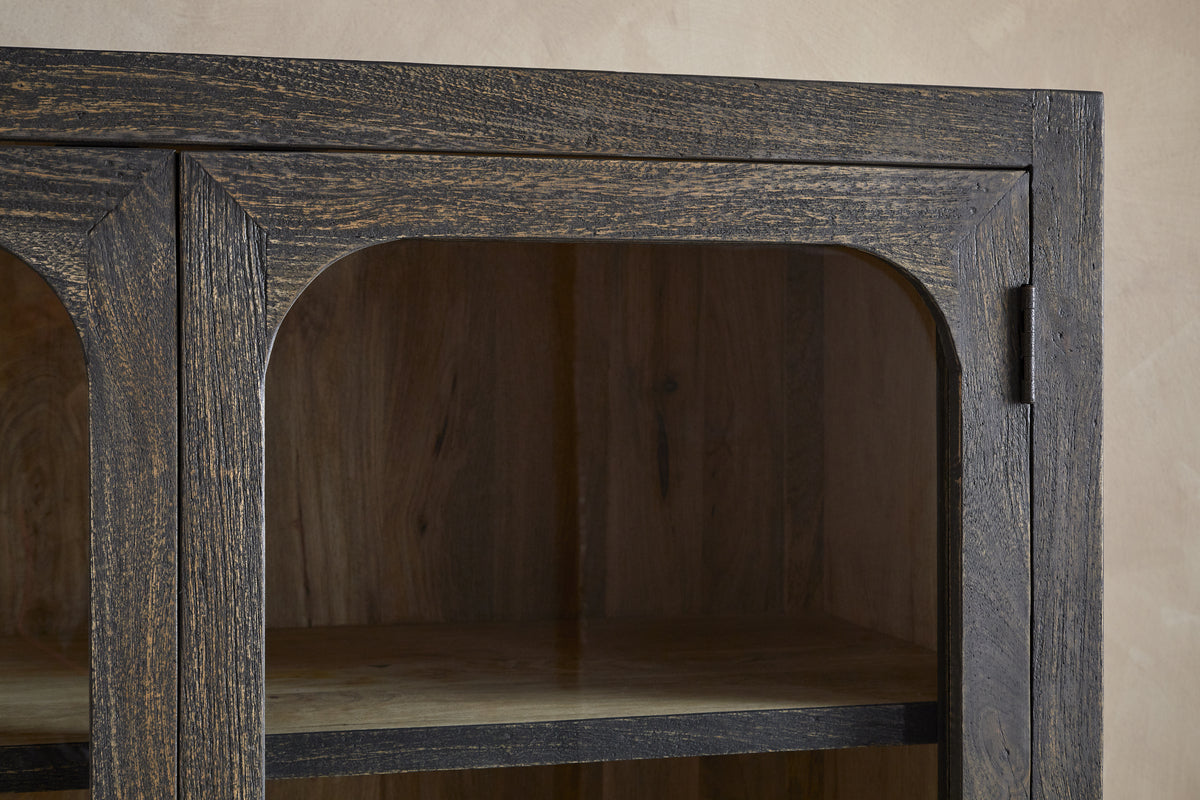 Valin Mango Wood & Glass Cabinet - Natural-STORAGE FURNITURE-Nkuku