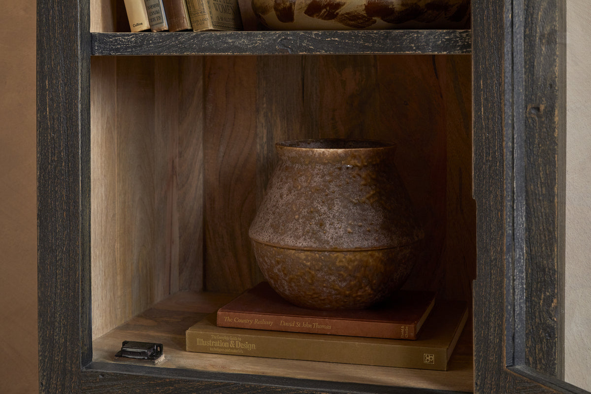Valin Mango Wood & Glass Cabinet - Natural-STORAGE FURNITURE-Nkuku