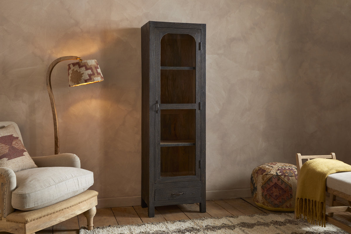Valin Mango Wood & Glass Cabinet - Natural-STORAGE FURNITURE-Nkuku