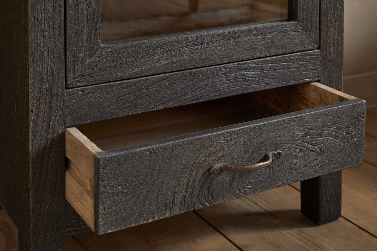 Valin Mango Wood & Glass Cabinet - Natural-STORAGE FURNITURE-Nkuku