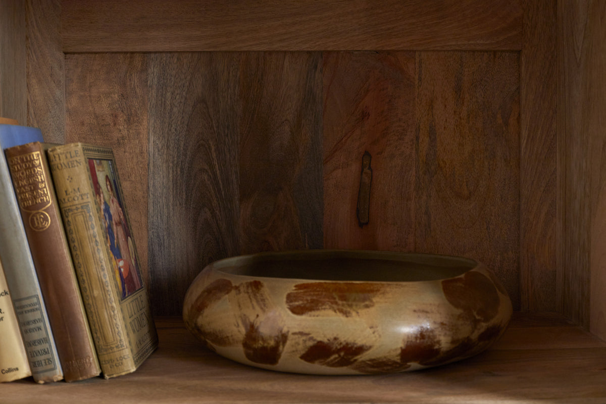 Valin Mango Wood & Glass Cabinet - Natural-STORAGE FURNITURE-Nkuku