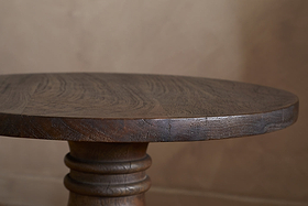 Laya Carved Wood Side Table - Chocolate Brown