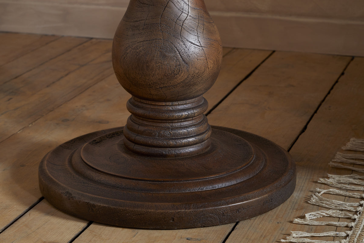 Laya Carved Wood Side Table - Chocolate Brown