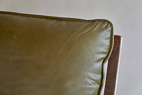 Baloo Acacia Wood & Leather Occasional Chair - Olive Green-SEATING-Nkuku