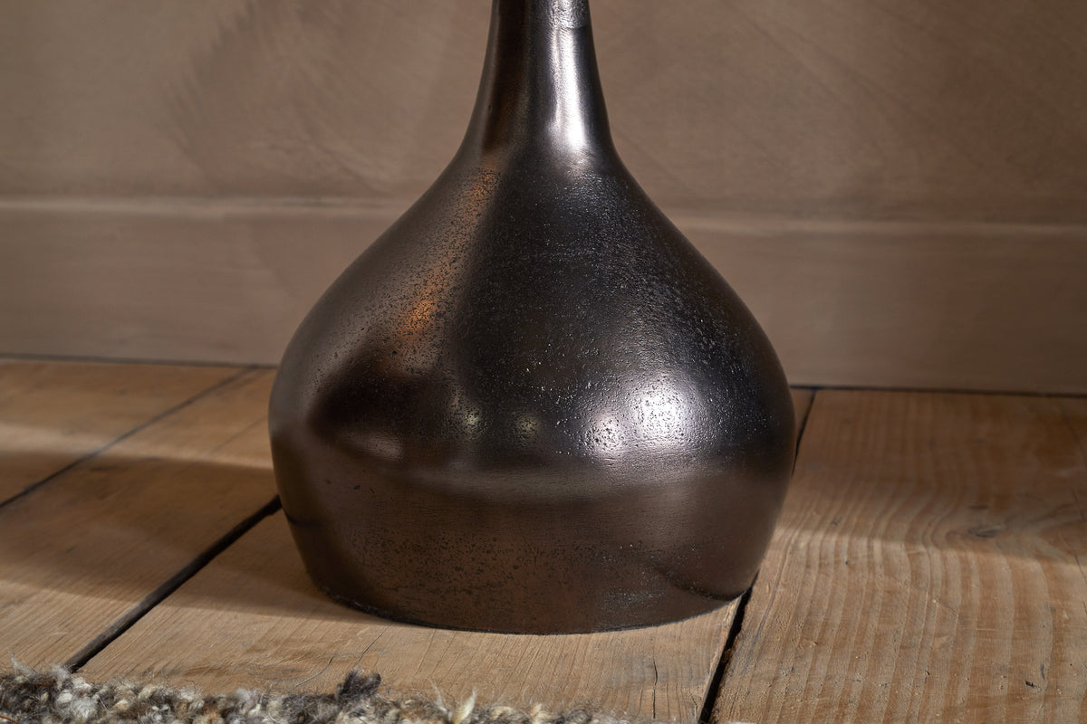 Israj Marble & Iron Side Table - Aged Black-TABLES-Nkuku