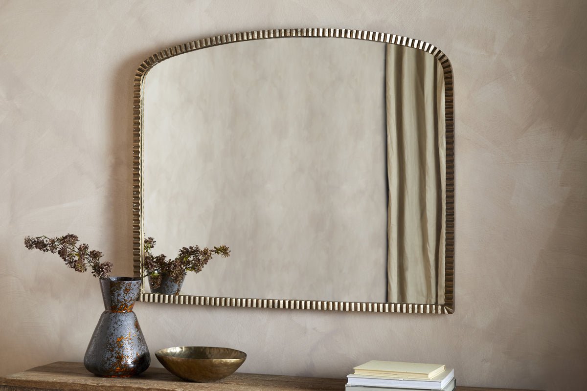 Juhli Arched Mirror - Aged Antique Brass - Large-MIRRORS-Nkuku