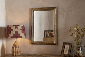Yamuna Rectangular Mirror - Aged Antique Brass