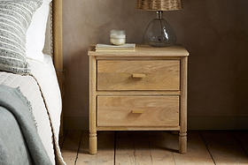 Sri Mango Wood Bedside Table - Natural-BEDROOM FURNITURE-Nkuku