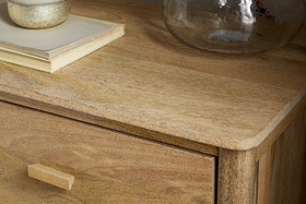 Sri Mango Wood Bedside Table - Natural-BEDROOM FURNITURE-Nkuku