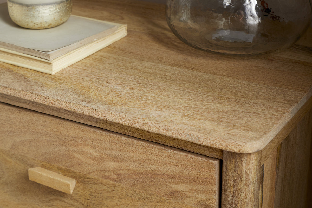 Sri Mango Wood Bedside Table - Natural-BEDROOM FURNITURE-Nkuku