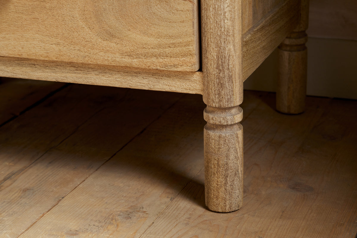 Sri Mango Wood Bedside Table - Natural-BEDROOM FURNITURE-Nkuku