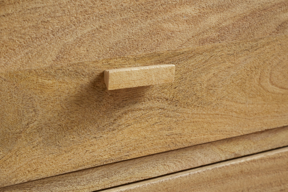 Sri Mango Wood Bedside Table - Natural-BEDROOM FURNITURE-Nkuku