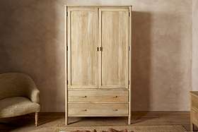 Sri Mango Wood Wardrobe - Natural-BEDROOM FURNITURE-Nkuku