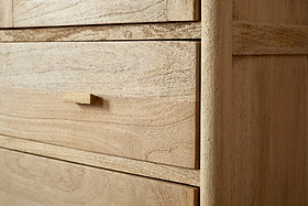 Sri Mango Wood Wardrobe - Natural-BEDROOM FURNITURE-Nkuku